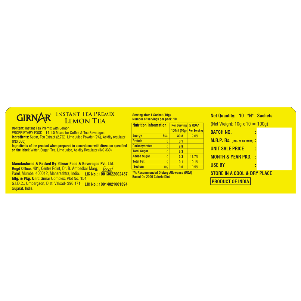 Girnar Instant Tea Premix With Lemon