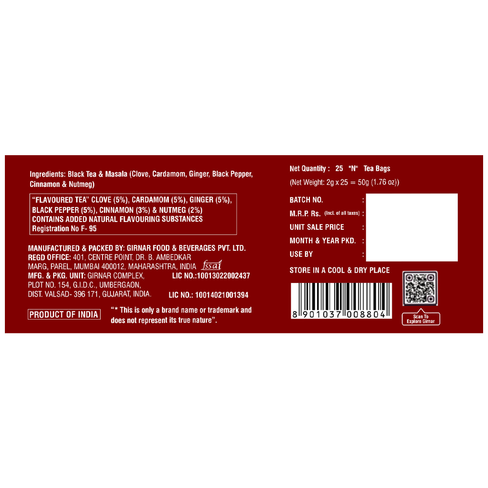 Girnar Black Tea Bags - Masala Tea