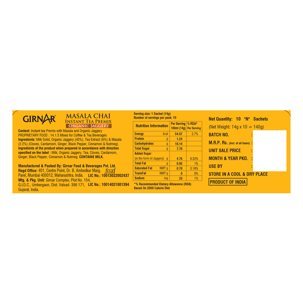 Girnar Instant Masala Chai Premix With Organic Jaggery