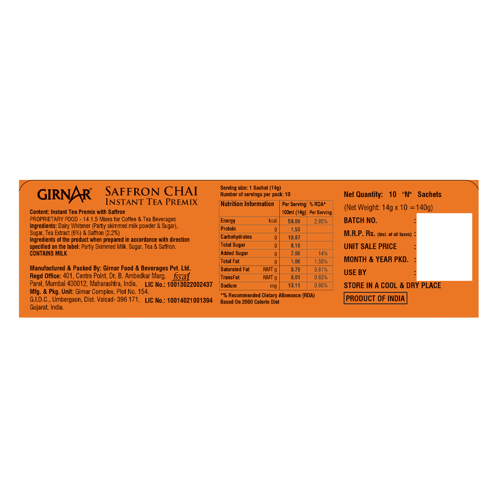 Girnar Instant Tea Premix With Saffron