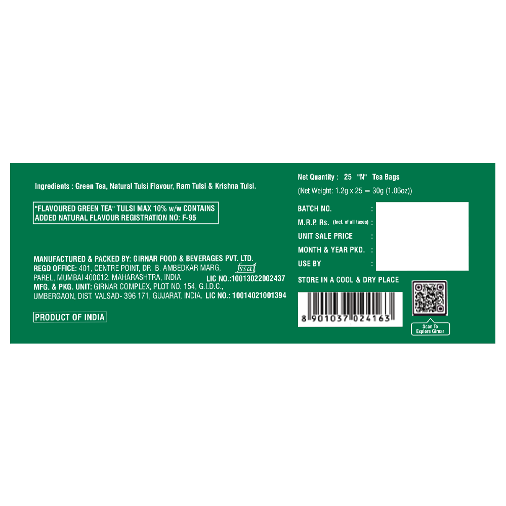 Girnar Green Tea Bags - Tulsi