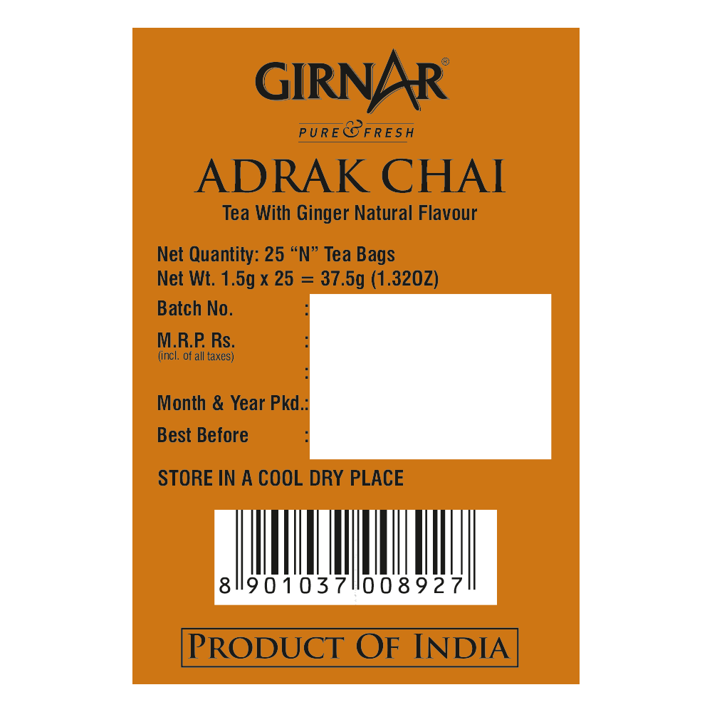 Girnar Black Tea Bags - Adrak