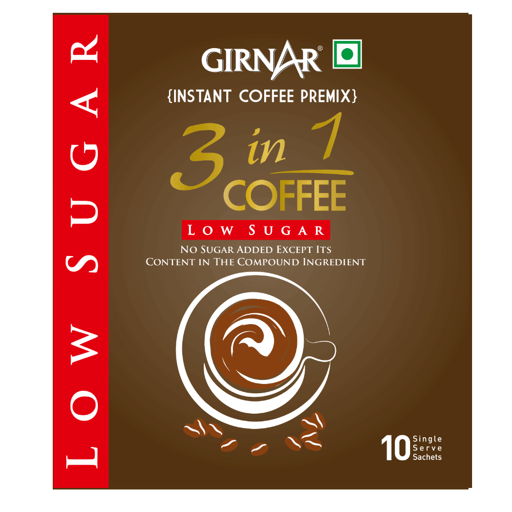 Girnar Instant Coffee 3 In 1 (10 Sachets - Low Sugar)