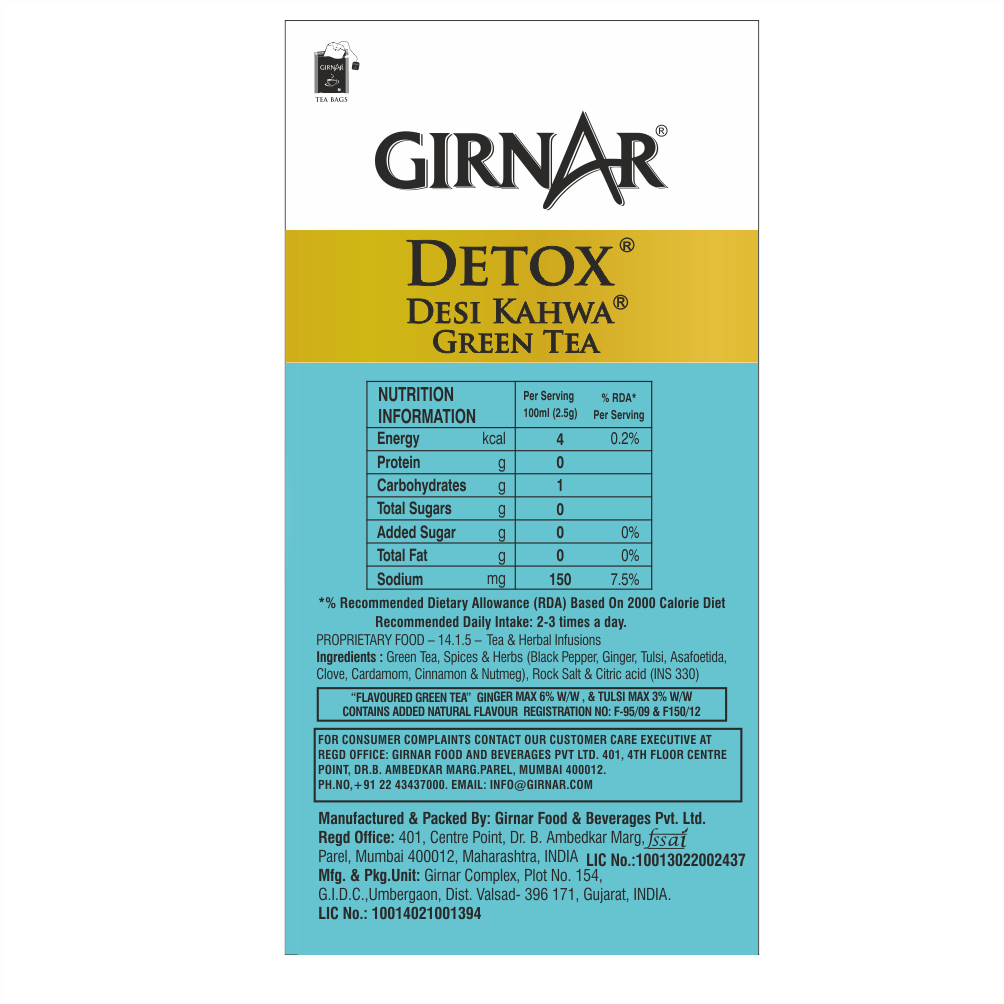 Girnar Green Tea Bags - Detox / Desi Kahwa