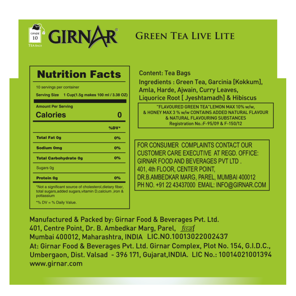 Girnar Green Tea Bags - Live Lite