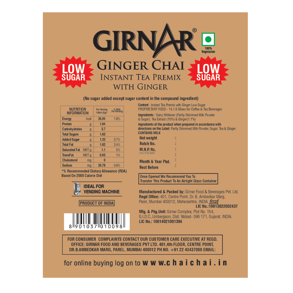 Girnar Instant Tea Premix With Ginger (1kg Vending Pack)