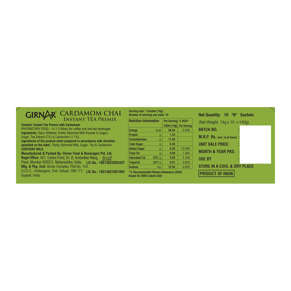 Girnar Instant Tea Premix With Cardamom