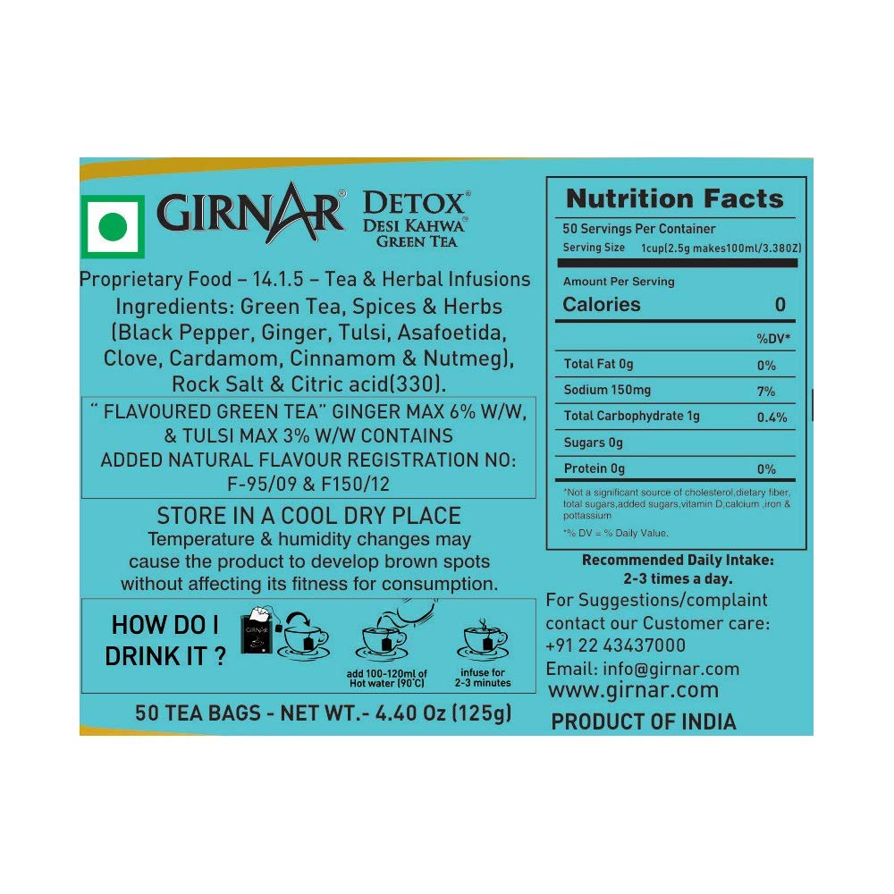 Girnar Green Tea Bags - Detox / Desi Kahwa