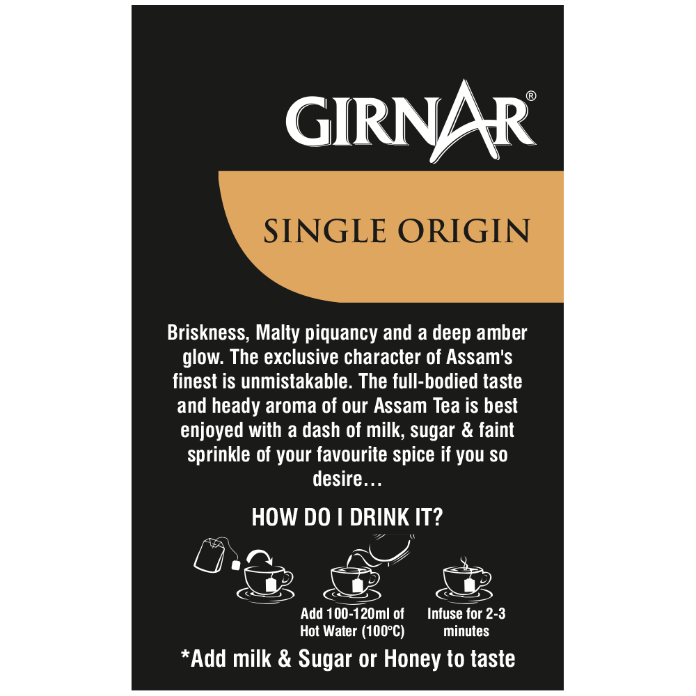 Girnar Single Origin Black Tea Bags - Assam Tea