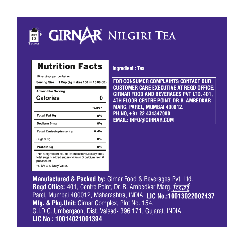 Girnar Single Origin Black Tea Bags - Nilgiri