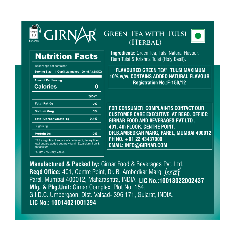 Girnar Green Tea Bags - Tulsi